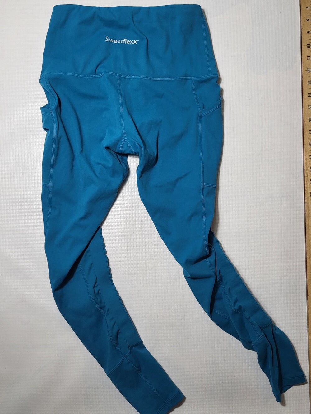 Sweetflexx Resistance Band Leggings Women’s Size S (6) Aqua Teal Celulite Burner
